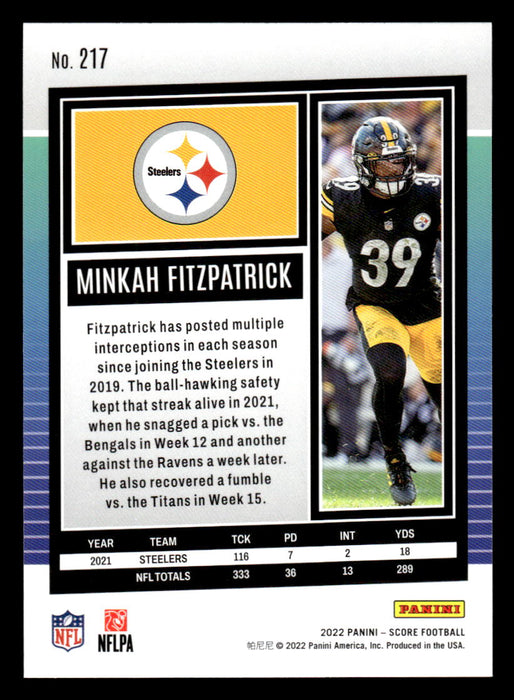 2022 Panini Score Football Minkah Fitzpatrick # 217 Gold Pittsburgh Steelers