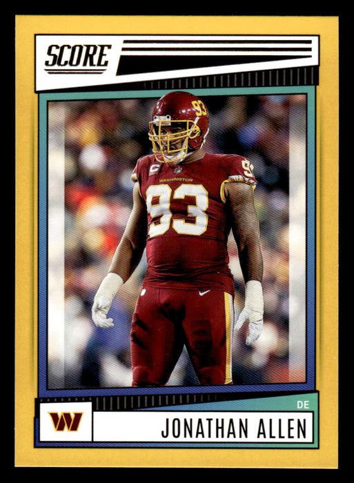 2022 Panini Score Football Jonathan Allen # 259 Gold Washington Commanders