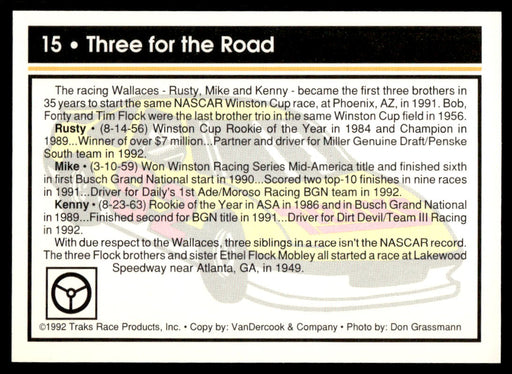 Three for the Road 1992 Traks Base Back of Card