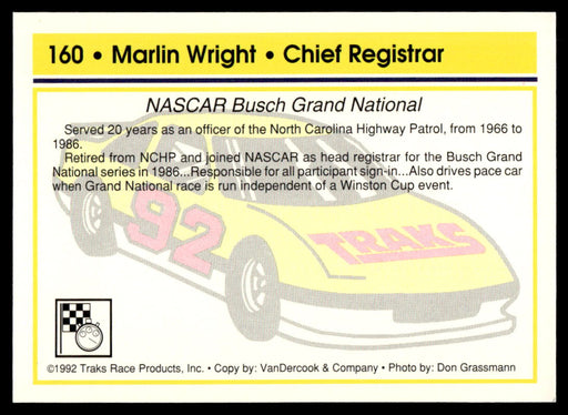 Martin Wright 1992 Traks Base Back of Card