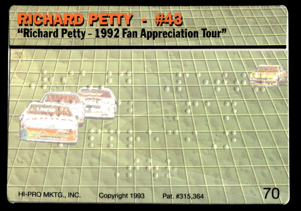 Richard Petty 1993 Action Packed Base Back of Card
