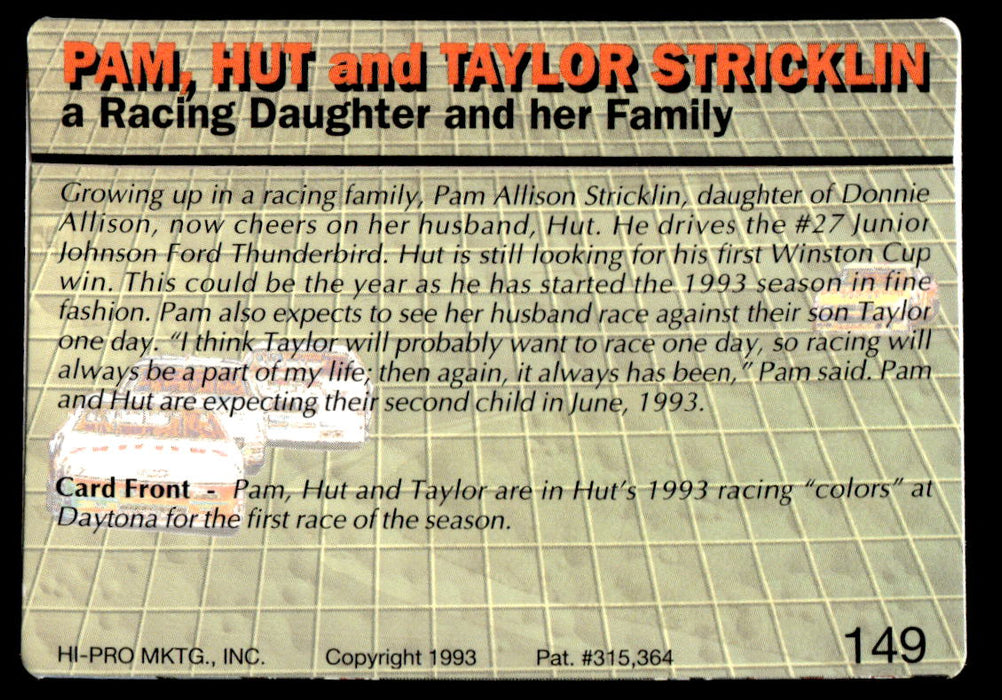 Hut Stricklin 1993 Action Packed Base Back of Card
