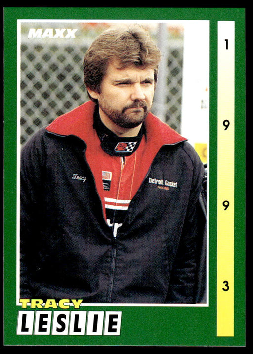 Tracy Leslie 1993 Maxx Race Cards Base Front of Card