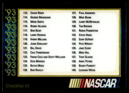 Checklist 3 1993 Maxx Premier Plus Base Front of Card