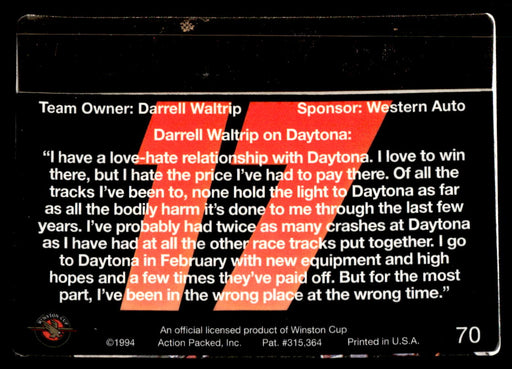 Darrell Waltrip 1994 Action Packed Back of Card