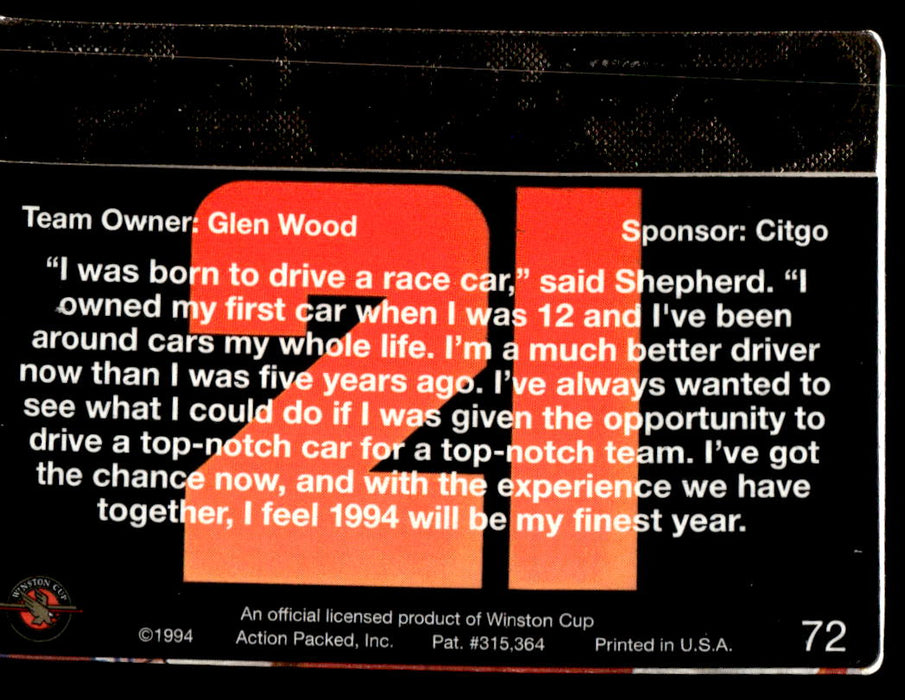 Morgan Sheperd 1994 Action Packed Back of Card