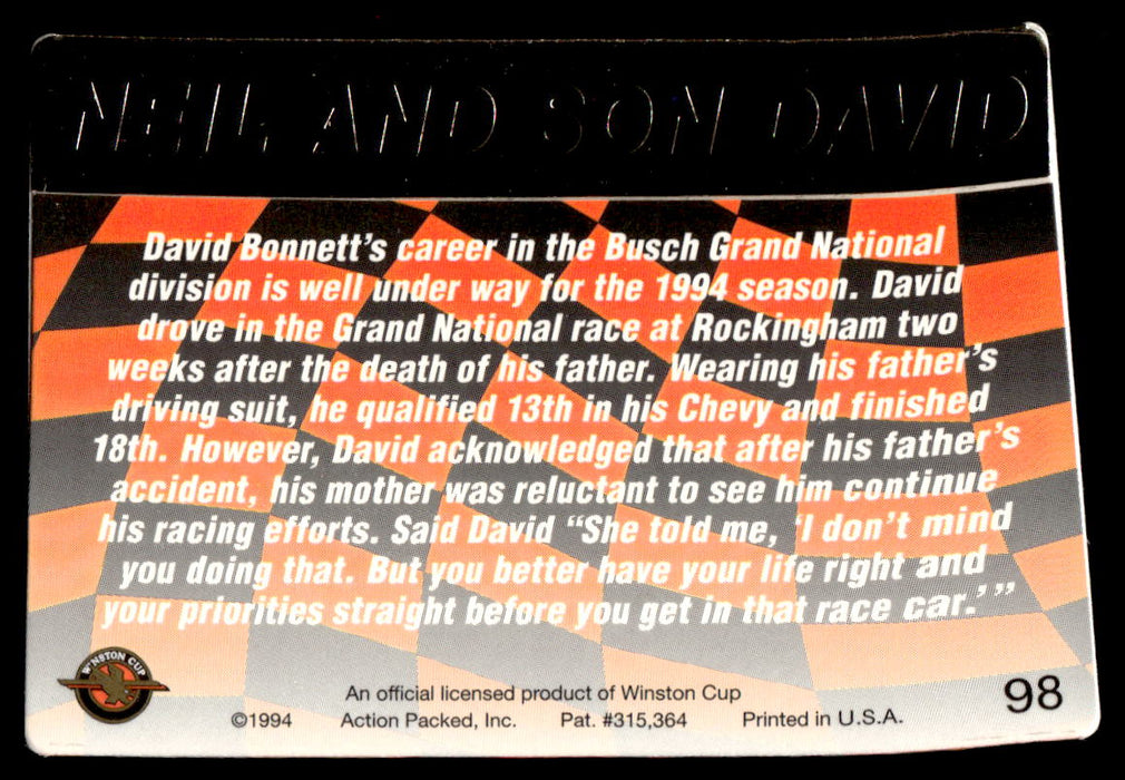 Neil Bonnett 1994 Action Packed Back of Card