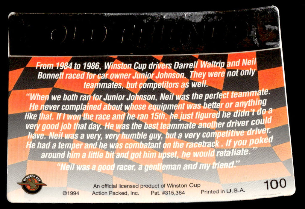 Darrell Waltrip/Neil Bonnett 1994 Action Packed Back of Card