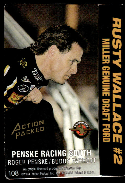 Rusty Wallace 1994 Action Packed Back of Card