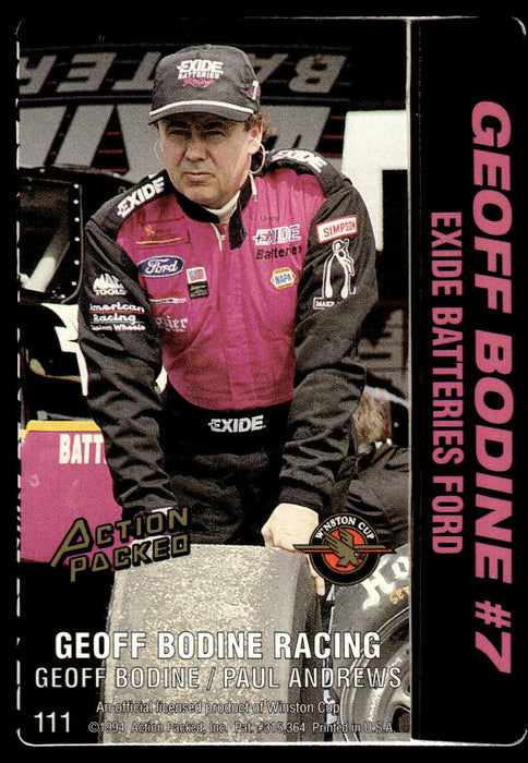 Geoff Bodine 1994 Action Packed Back of Card