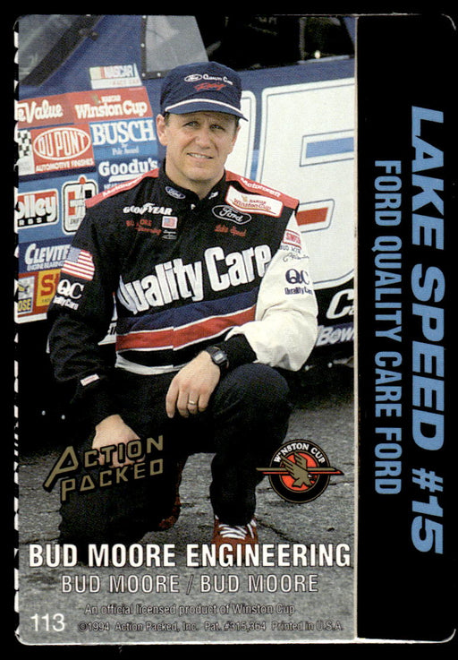Lake Speed 1994 Action Packed Back of Card