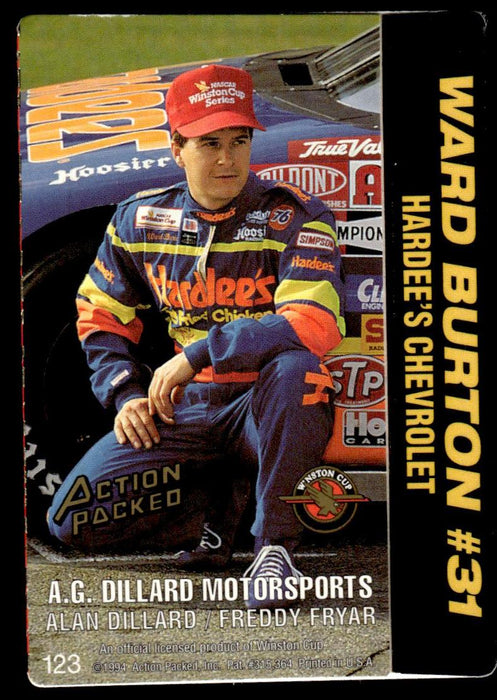 Ward Burton 1994 Action Packed Back of Card