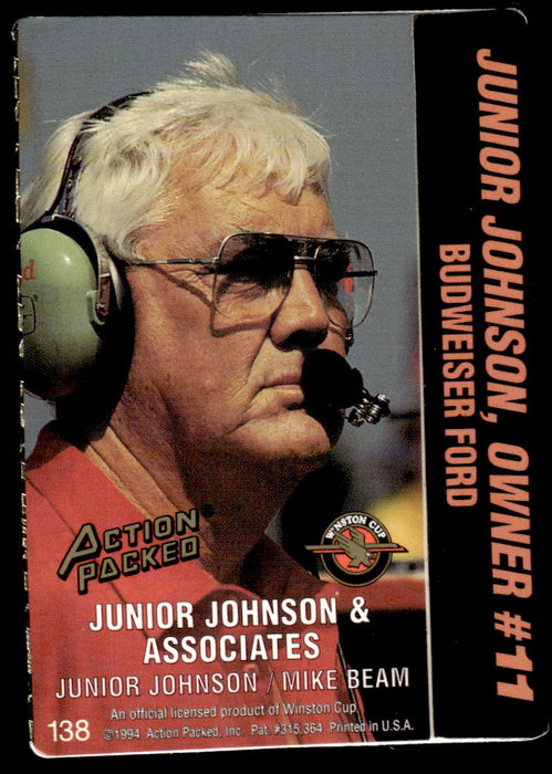 Junior Johnson 1994 Action Packed Back of Card
