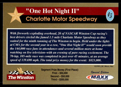 One Hot Night II 1993 Maxx The Winston Base Back of Card