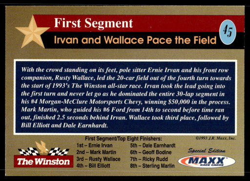 First Segment 1993 Maxx The Winston Base Back of Card