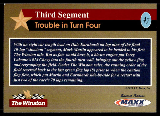 Third Segment 1993 Maxx The Winston Base Back of Card