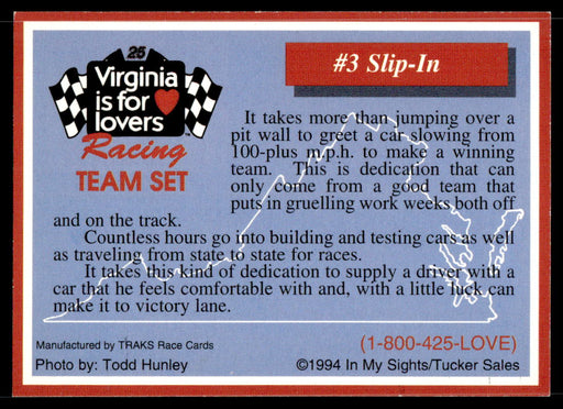 Slip-In 1994 Traks Virginia is for Lovers Base Back of Card