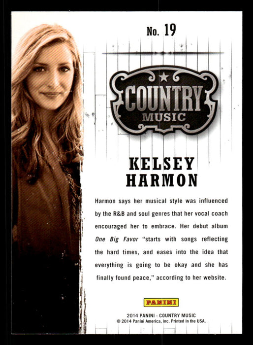 Kelsey Harmon 2014 Panini Country Music Back of Card