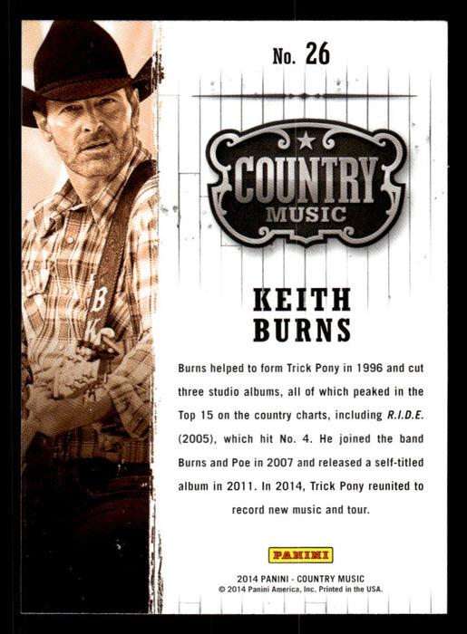 Keith Burns 2014 Panini Country Music Back of Card