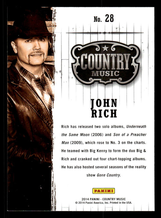 John Rich 2014 Panini Country Music Back of Card