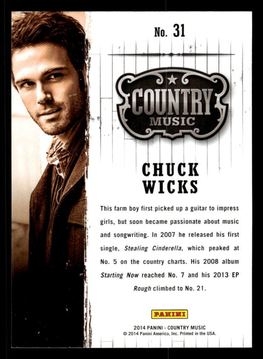 Chuck Wicks 2014 Panini Country Music Back of Card