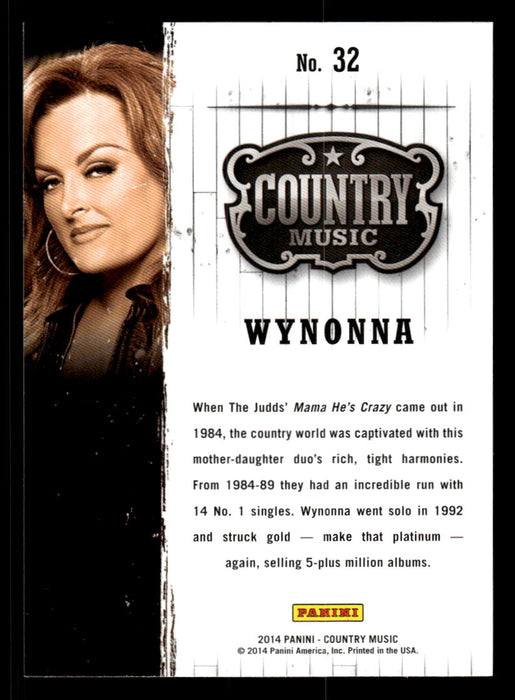 Wynonna 2014 Panini Country Music Back of Card