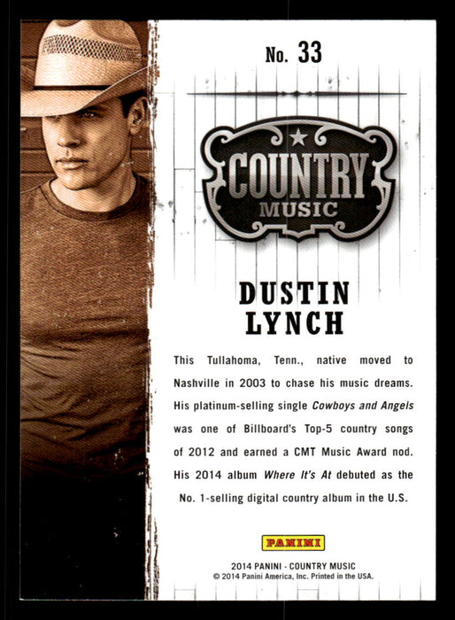 Dustin Lynch 2014 Panini Country Music Back of Card