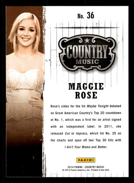 Maggie Rose 2014 Panini Country Music Back of Card