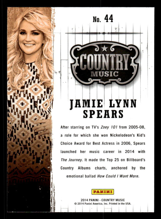 Jamie Lynn Spears 2014 Panini Country Music Back of Card