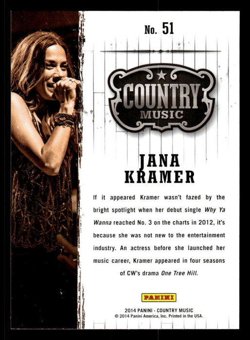 Jana Kramer 2014 Panini Country Music Back of Card