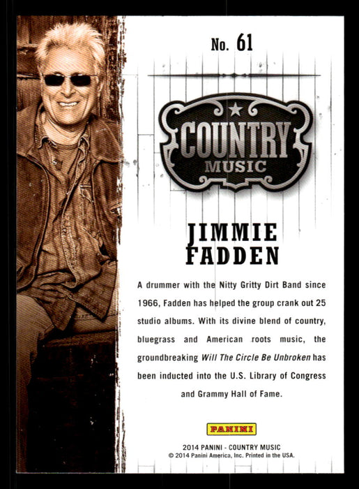 Jimmie Fadden 2014 Panini Country Music Back of Card