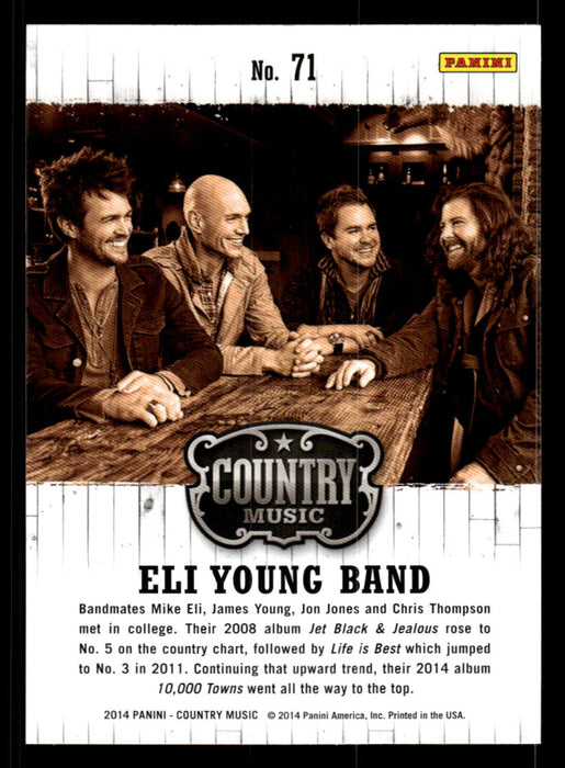 Eli Young Band 2014 Panini Country Music Back of Card