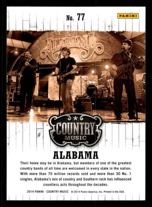 Alabama 2014 Panini Country Music Back of Card