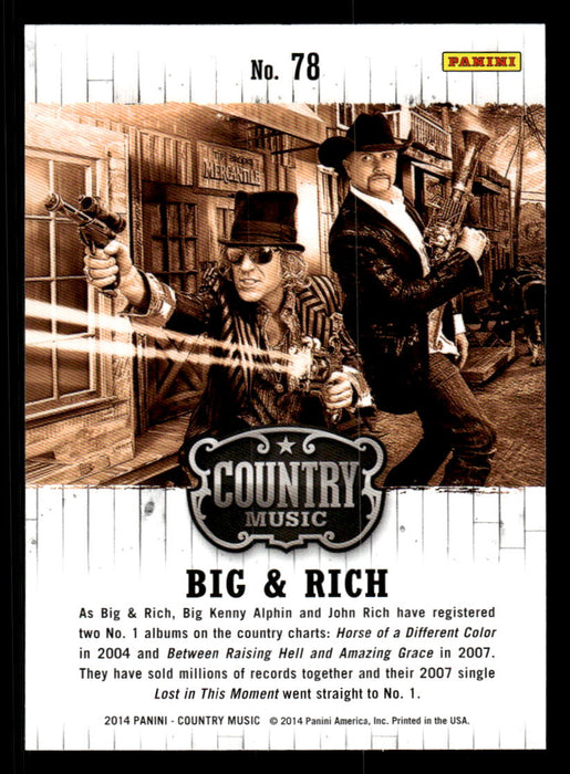 Big & Rich 2014 Panini Country Music Back of Card