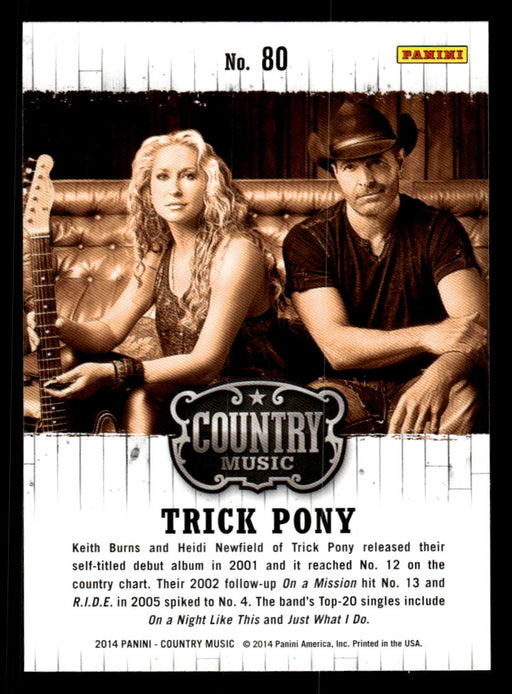 Trick Pony 2014 Panini Country Music Back of Card