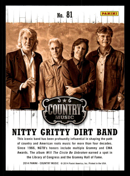 Nitty Gritty Dirt Band 2014 Panini Country Music Back of Card