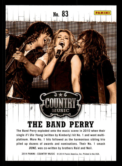 The Band Perry 2014 Panini Country Music Back of Card