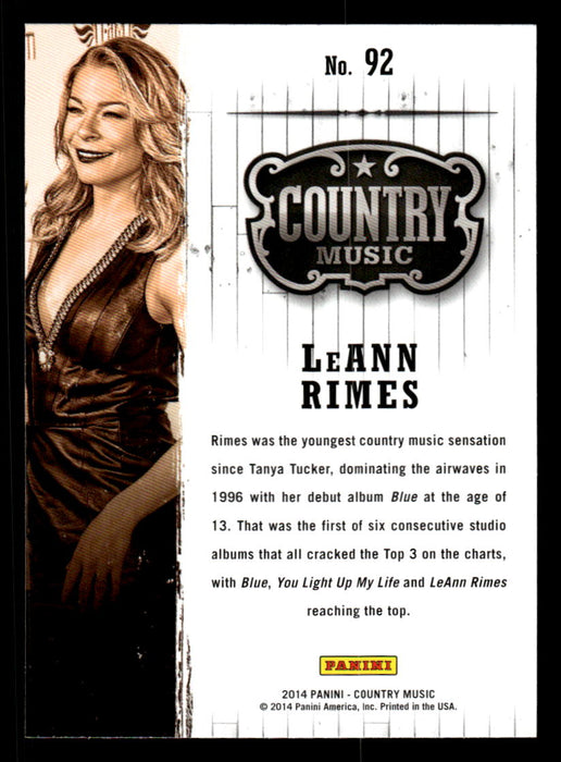 LeAnn Rimes 2014 Panini Country Music Back of Card