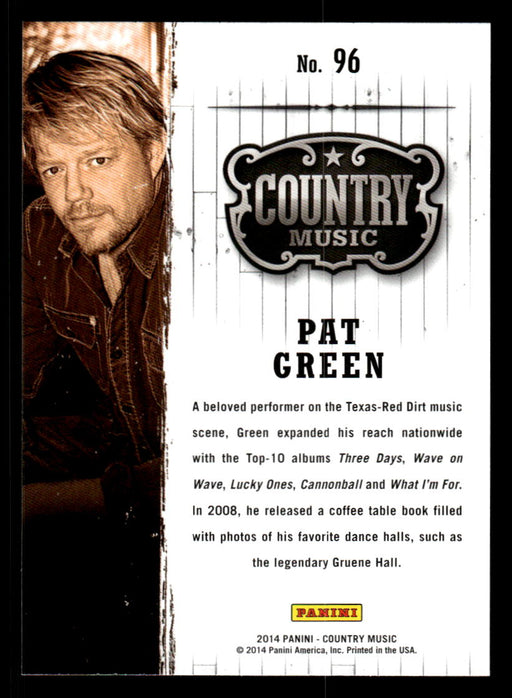 Pat Green 2014 Panini Country Music Back of Card