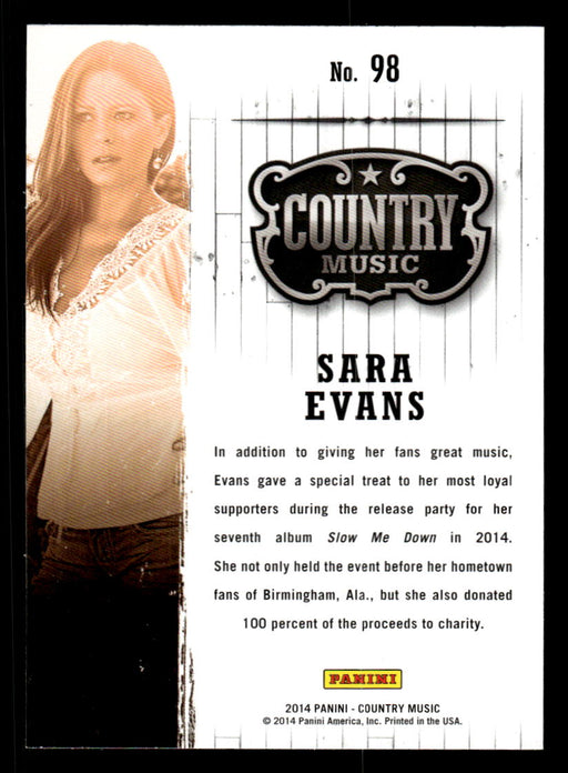 Sara Evans 2014 Panini Country Music Back of Card