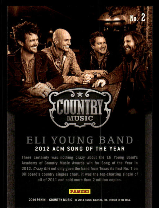 Eli Young Band 2014 Panini Country Music Back of Card