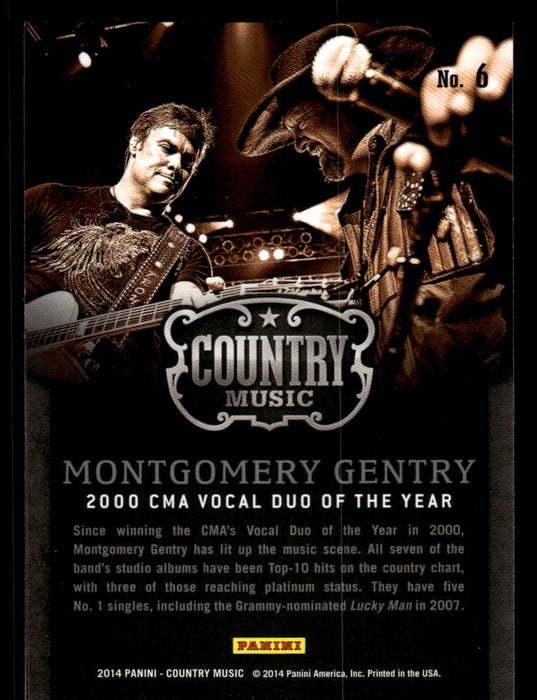 Montgomery Gentry 2014 Panini Country Music Back of Card