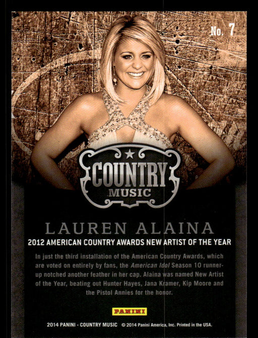 Lauren Alaina 2014 Panini Country Music Back of Card