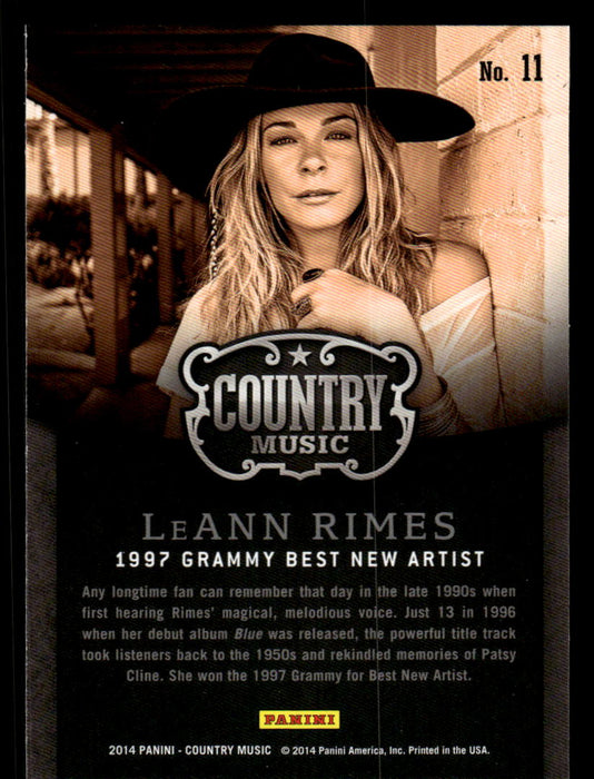 LeAnn Rimes 2014 Panini Country Music Back of Card