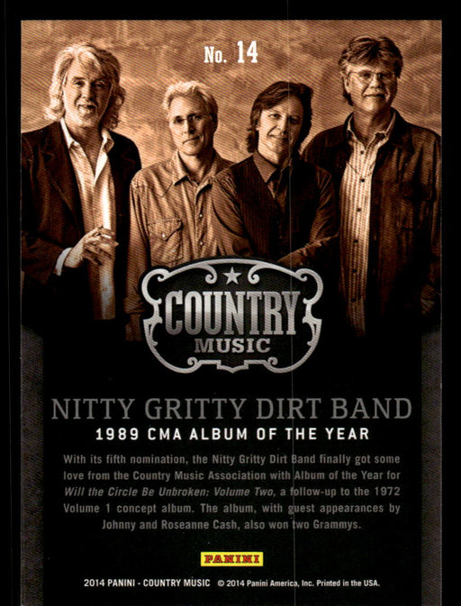 Nitty Gritty Dirt Band 2014 Panini Country Music Back of Card