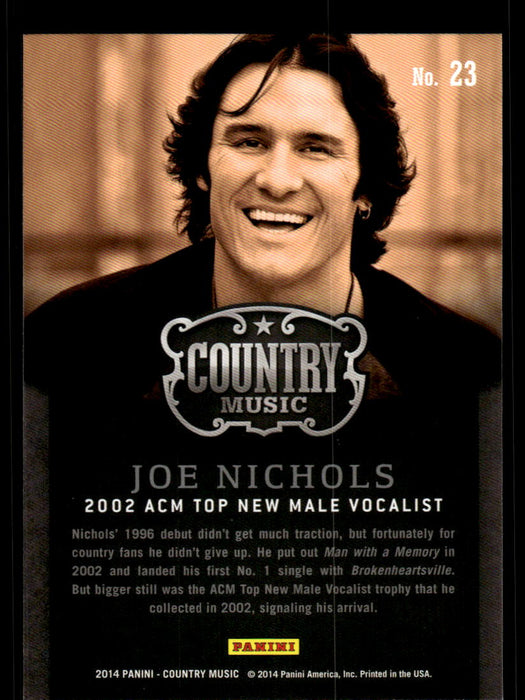 Joe Nichols 2014 Panini Country Music Back of Card