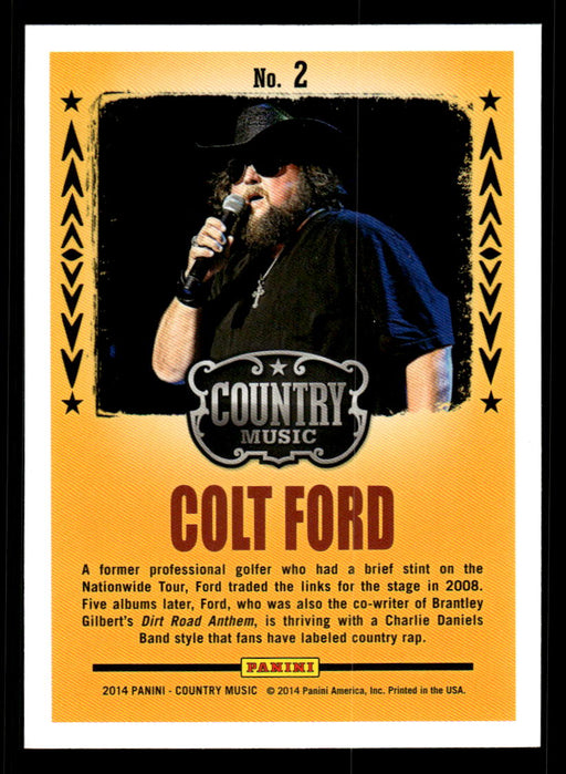 Colt Ford 2014 Panini Country Music Back of Card