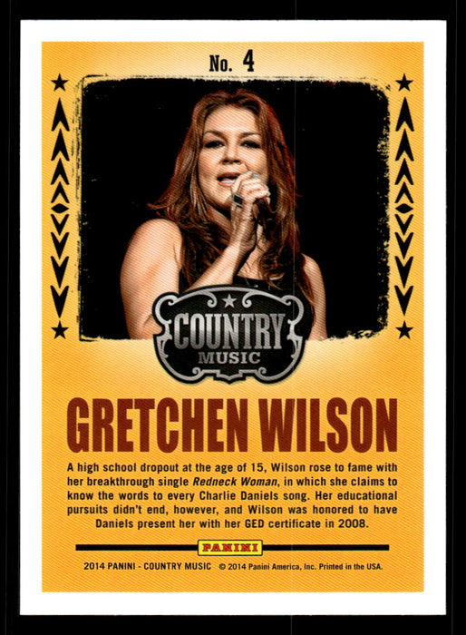 Gretchen Wilson 2014 Panini Country Music Back of Card