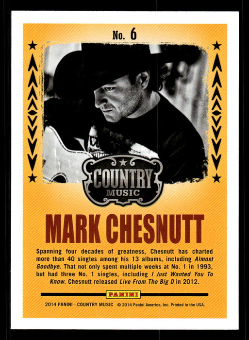 Mark Chesnutt 2014 Panini Country Music Back of Card