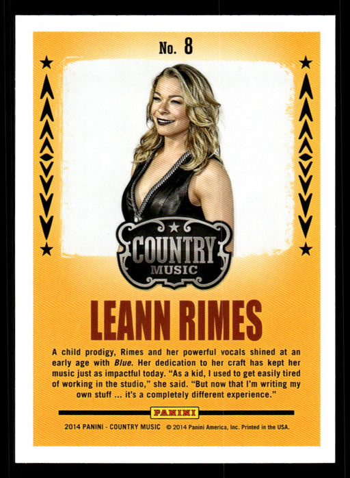 LeAnn Rimes 2014 Panini Country Music Back of Card